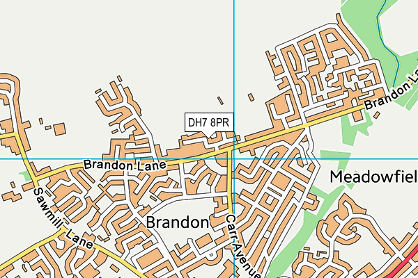 Brandon Top map (DH7 8PR) - OS VectorMap District (Ordnance Survey)