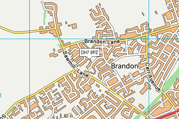 DH7 8PZ map - OS VectorMap District (Ordnance Survey)