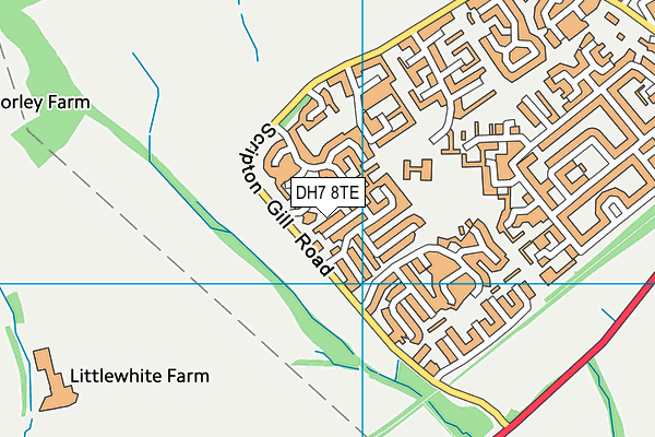 DH7 8TE map - OS VectorMap District (Ordnance Survey)
