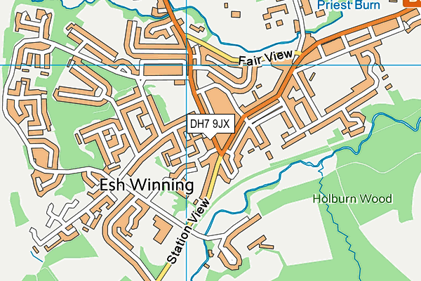 DH7 9JX map - OS VectorMap District (Ordnance Survey)