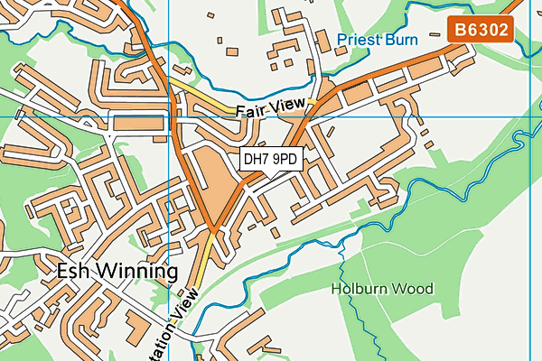 DH7 9PD map - OS VectorMap District (Ordnance Survey)