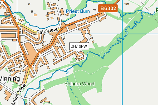 DH7 9PW map - OS VectorMap District (Ordnance Survey)