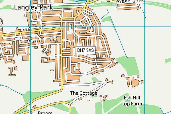 DH7 9XS map - OS VectorMap District (Ordnance Survey)