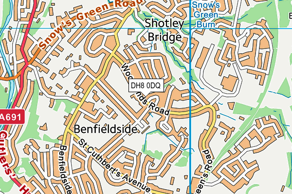 DH8 0DQ map - OS VectorMap District (Ordnance Survey)