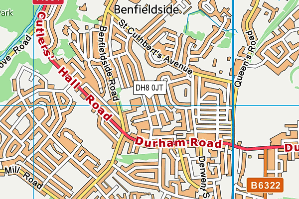 DH8 0JT map - OS VectorMap District (Ordnance Survey)