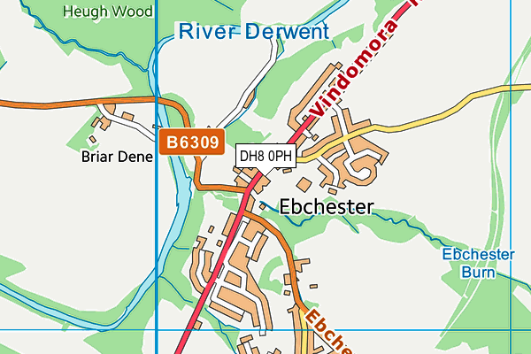 DH8 0PH map - OS VectorMap District (Ordnance Survey)