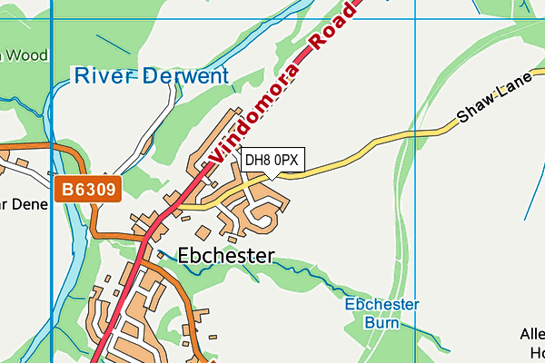 DH8 0PX map - OS VectorMap District (Ordnance Survey)