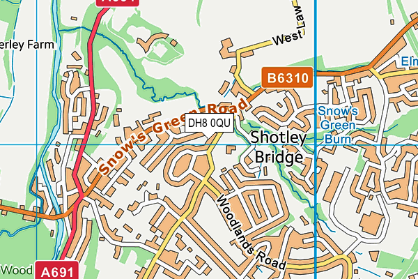 DH8 0QU map - OS VectorMap District (Ordnance Survey)