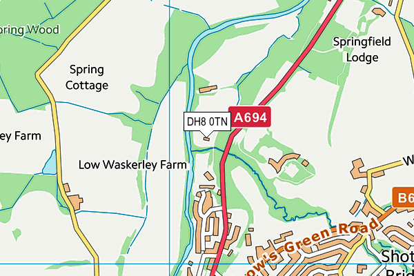 Shotley Bridge Cricket Club map (DH8 0TN) - OS VectorMap District (Ordnance Survey)