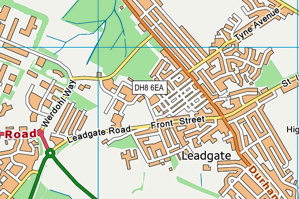 Leadgate Cricket Club map (DH8 6EA) - OS VectorMap District (Ordnance Survey)