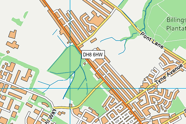 DH8 6HW map - OS VectorMap District (Ordnance Survey)