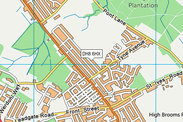DH8 6HX map - OS VectorMap District (Ordnance Survey)