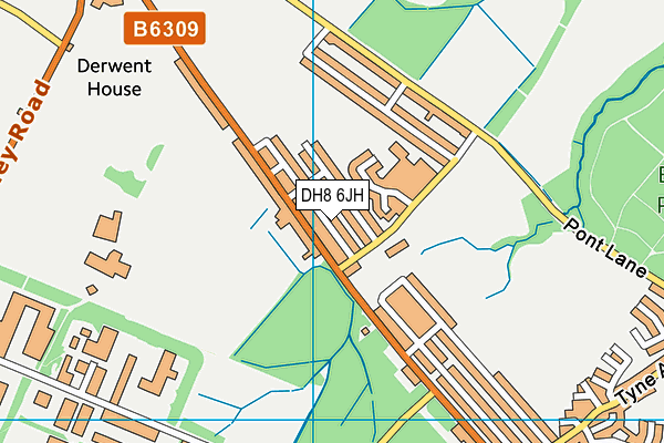 DH8 6JH map - OS VectorMap District (Ordnance Survey)