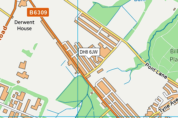 DH8 6JW map - OS VectorMap District (Ordnance Survey)