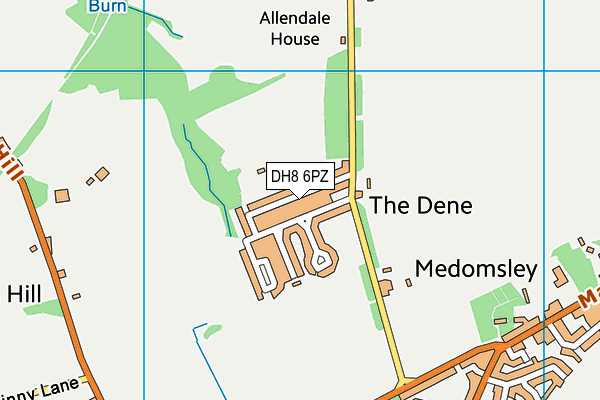DH8 6PZ map - OS VectorMap District (Ordnance Survey)