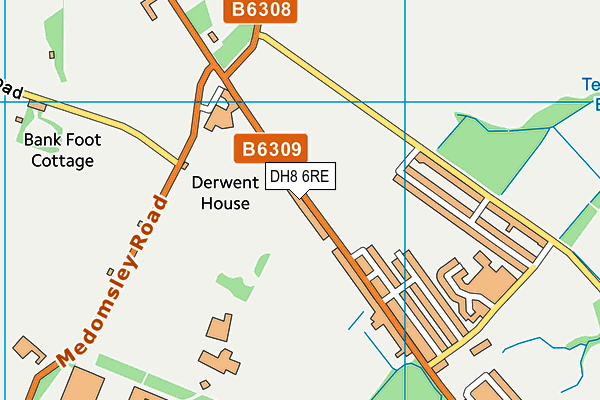DH8 6RE map - OS VectorMap District (Ordnance Survey)