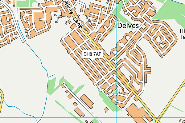 DH8 7AF map - OS VectorMap District (Ordnance Survey)