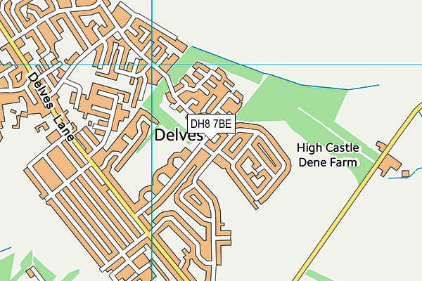 DH8 7BE map - OS VectorMap District (Ordnance Survey)