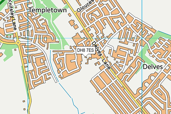 DH8 7ES map - OS VectorMap District (Ordnance Survey)