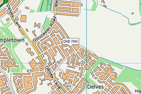 DH8 7HH map - OS VectorMap District (Ordnance Survey)