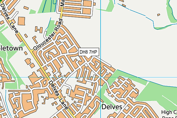 DH8 7HP map - OS VectorMap District (Ordnance Survey)