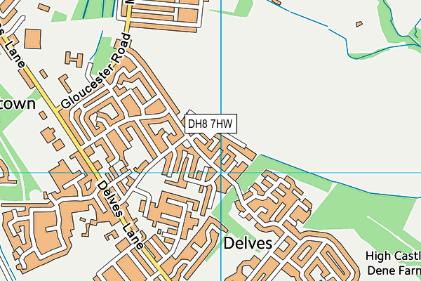DH8 7HW map - OS VectorMap District (Ordnance Survey)