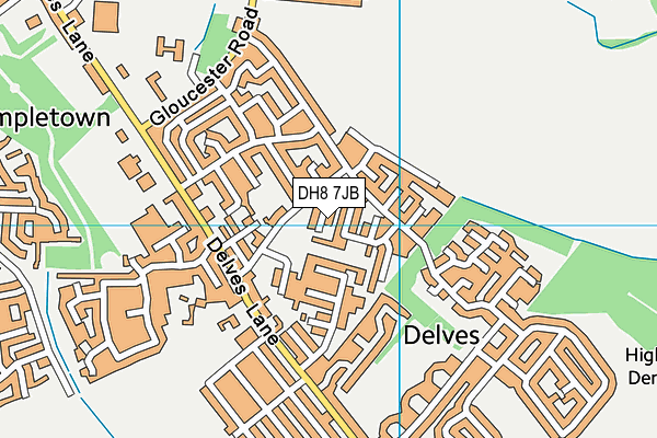 DH8 7JB map - OS VectorMap District (Ordnance Survey)