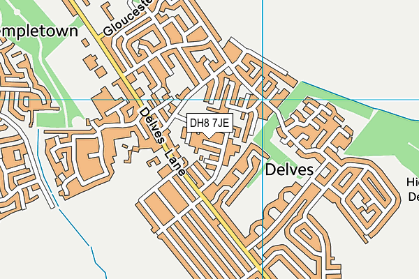 DH8 7JE map - OS VectorMap District (Ordnance Survey)