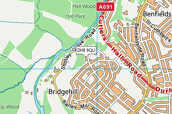 DH8 8QU map - OS VectorMap District (Ordnance Survey)