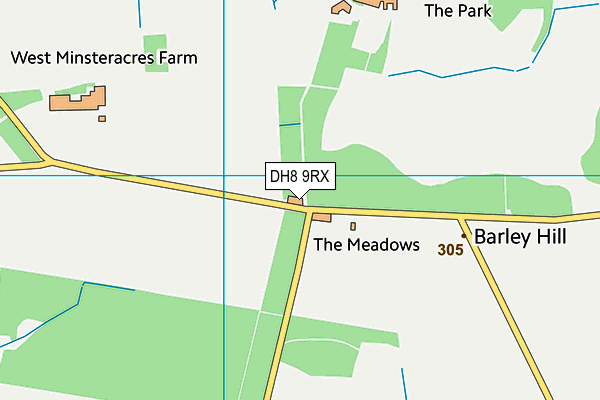 DH8 9RX map - OS VectorMap District (Ordnance Survey)