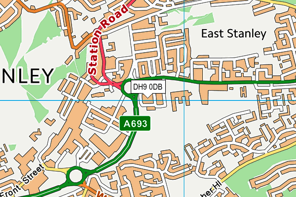 DH9 0DB map - OS VectorMap District (Ordnance Survey)