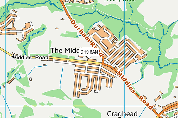 Craghead Welfare map (DH9 6AN) - OS VectorMap District (Ordnance Survey)