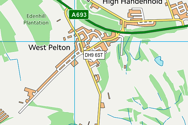 DH9 6ST map - OS VectorMap District (Ordnance Survey)