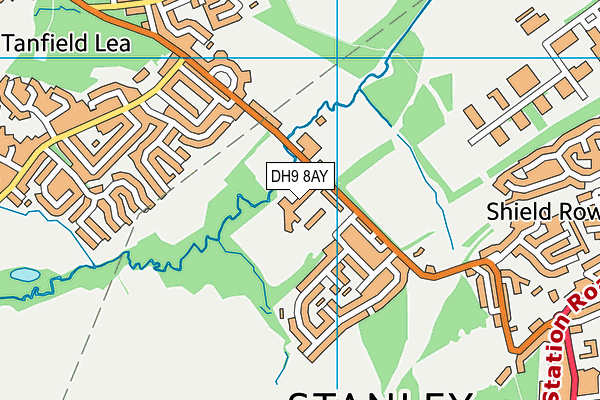 Tanfield School map (DH9 8AY) - OS VectorMap District (Ordnance Survey)