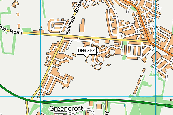 DH9 8PZ map - OS VectorMap District (Ordnance Survey)