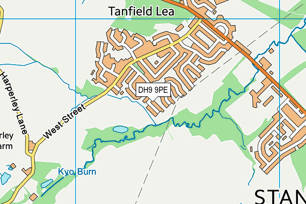 DH9 9PE map - OS VectorMap District (Ordnance Survey)
