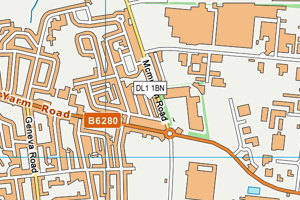 DL1 1BN map - OS VectorMap District (Ordnance Survey)