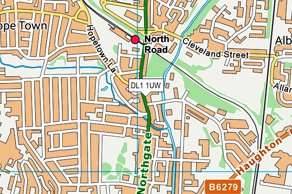 DL1 1UW map - OS VectorMap District (Ordnance Survey)