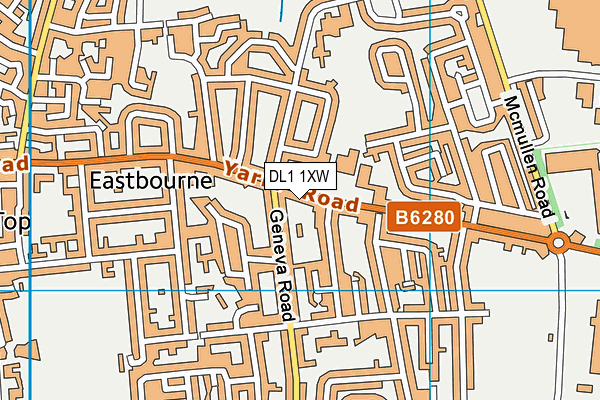 DL1 1XW map - OS VectorMap District (Ordnance Survey)