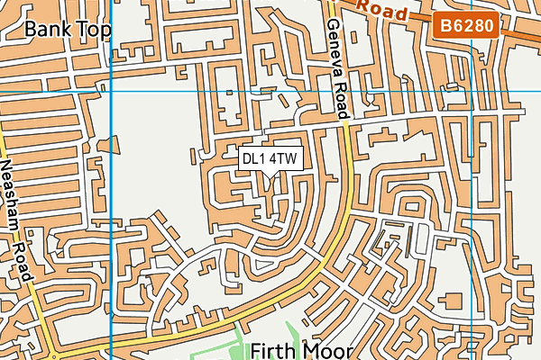 DL1 4TW map - OS VectorMap District (Ordnance Survey)