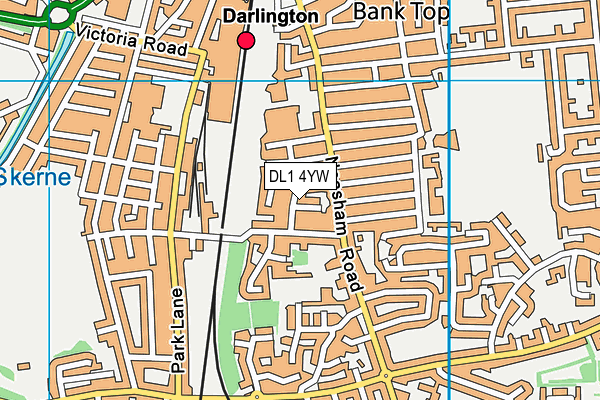 DL1 4YW map - OS VectorMap District (Ordnance Survey)