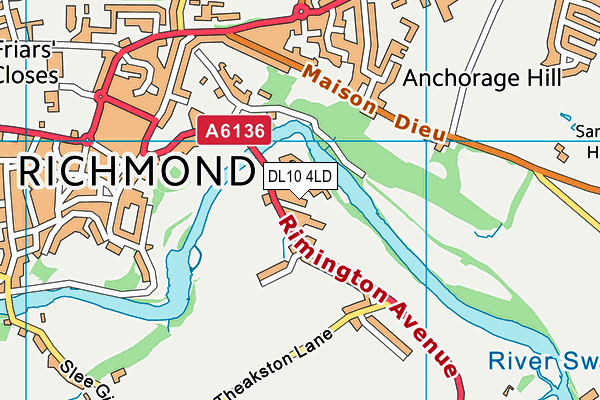 Richmond Swimming Pool map (DL10 4LD) - OS VectorMap District (Ordnance Survey)