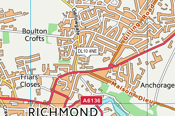 DL10 4NE map - OS VectorMap District (Ordnance Survey)