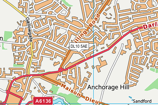 DL10 5AE map - OS VectorMap District (Ordnance Survey)