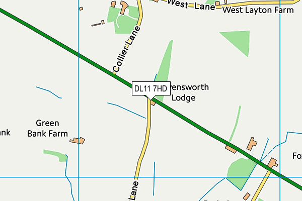 DL11 7HD map - OS VectorMap District (Ordnance Survey)