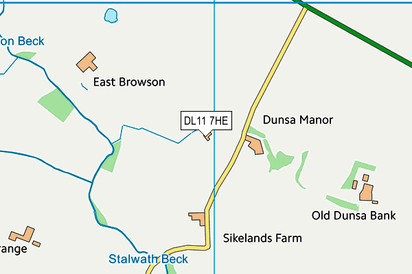 DL11 7HE map - OS VectorMap District (Ordnance Survey)