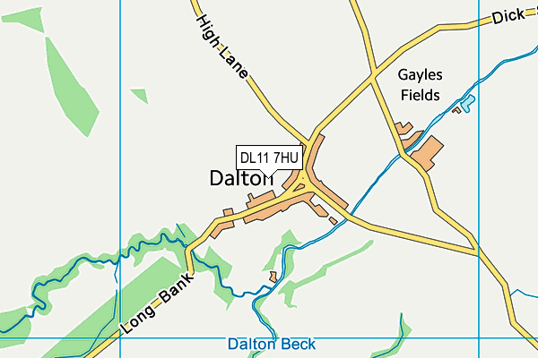 DL11 7HU map - OS VectorMap District (Ordnance Survey)