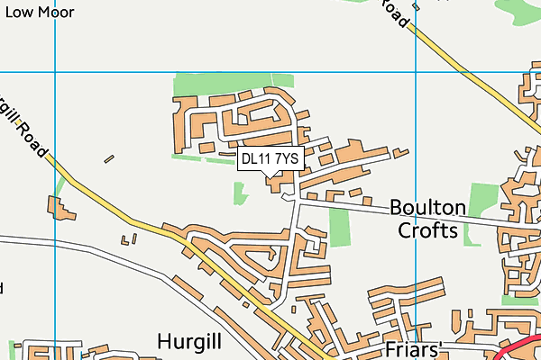 DL11 7YS map - OS VectorMap District (Ordnance Survey)