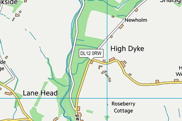 DL12 0RW map - OS VectorMap District (Ordnance Survey)