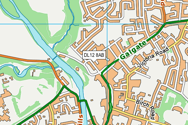 DL12 8AB map - OS VectorMap District (Ordnance Survey)